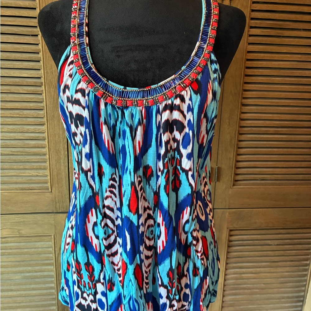 INC International Concepts Multicolor Beaded Tank Top